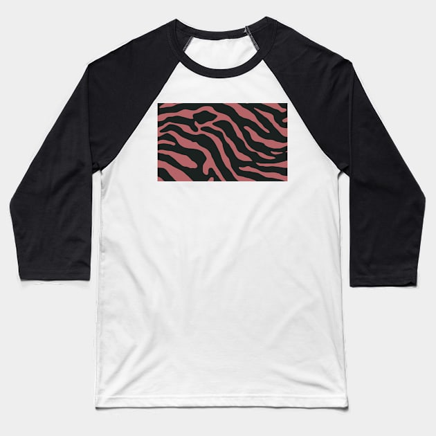 Tiger Skin Pattern Face Mask Coral Tree Baseball T-Shirt by MAGE